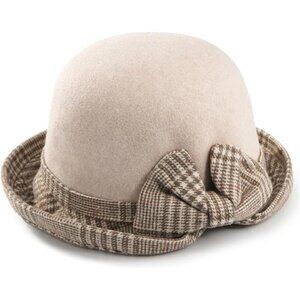Vintage Felt Cloche Hat Beige 9